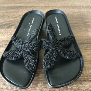 ROBERT CLERGERIE BLACK STARFISH SANDALS NEW SZ 8